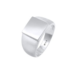 Kuzzoi 0607322120 Men's Signet Ring Polished Band Ring Solid (11 mm) in 925 Sterling Silver, Robust Biker Jewellery with Rectangular Surface, Ring for Men in Ring Size 54 - 66, Sterling Silver