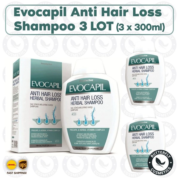 3 LOT Evocapil Anti Hair Loss Shampoo (3x300ml) NEW