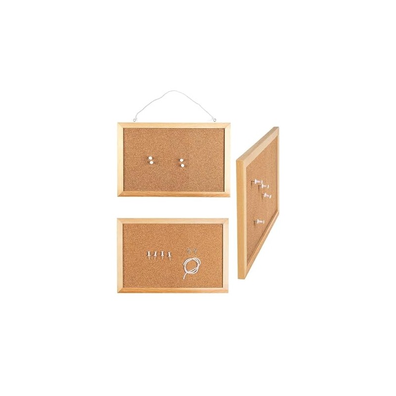 WE-STOCK Cork Notice Board with Wooden Frame - 20 x