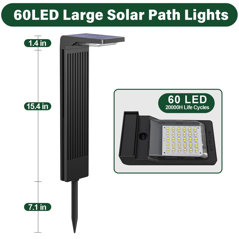 COXSENI Solar Pathway Lights Outdoor 6Pack, Bright 60LED Solar Path