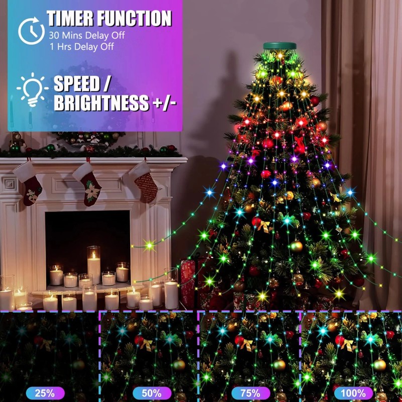 eperfect2012 400LED Smart Christmas Tree Waterfall String Lights Waterproof Garden
