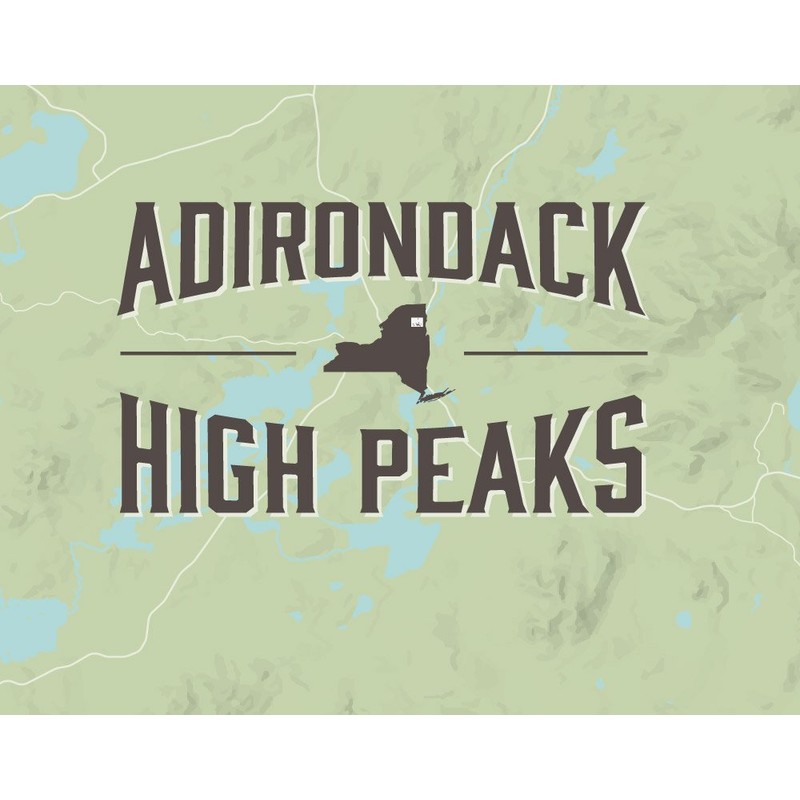 Adirondack High Peaks Checklist Map 11x14 Print (Sage)