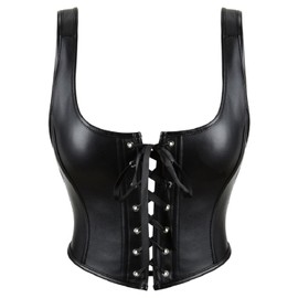 KUOSE Women's Punk Floral Lace Bustier Corset Party Bralet Crop Top, Black (black-4)