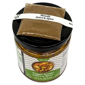 Veggie Korma Curry Simmer Sauce PLUS Garam Masala Spice Pack by Flavor Temptations | Organic spices, Vegan, Gluten-free, Very Low Sodium (1 Jar, 7.5 FL Oz)