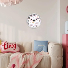 wigmoa Telling Time Clock - NonTicking Cute Wall Watch Clock - Silent Analog Clock for Room- BA-3 (D Type, 10 Inch)