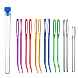 14pcs Large Eye Sewing Needles Kit,Big Eye Sewing Needles Bent Tip Sewing Needles for Tapestry Knitting Embroidery Beading,Sewing Wool, WeavingProject (6 Colors)