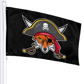 Fox Pirate Flag 3x5 Ft Outdoor Indoor With Grommet Garden Yard Banner Decorative Sign