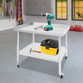 DYNAMI Stainless Steel Table with Wheels 29.9 x 35.8 Inches,Indoor Outdoor Metal Work Table Kitchen Prep Table with Storage Shelf,for Home Kitchen Restaurant Garage (29.9 * 35.8 in)