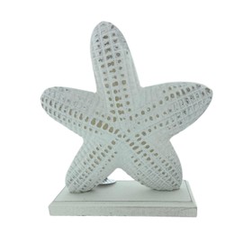 The Bridge Collection Whitewashed Wooden Figurine Coastal Nautical Unique Home Beach Decor (Starfish)