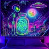BlissYard Blacklight Extraterrestrial Tapestry Trippy UV Reactive Psychedelic Neon Space