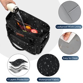 MIYCOO Lunch Bag Lunch Box Women - Leakproof Insulated Lunch Cooler Bag for Women - Large Lunch Tote Bags Adults, Black Starry Sky