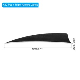 PATIKIL Arrows Vanes 30 Pack 4 Inch Arrow Turkey Feather Fletch Right Wing Fletching Black for DIY Target Shooting