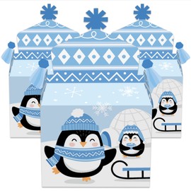 Big Dot of Happiness Winter Penguins - Treat Box Party Favors - Holiday and Christmas Party Goodie Gable Boxes - Set of 12