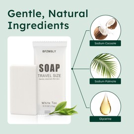 BFZMSLY 300 Pack Bulk Wrapped Hotel Bar Soap, 0.5 oz (15g), White Tea Scent – Mini Guest Soaps for Hotels, Airbnb, Vacation Rentals, Travel Toiletries, Individually Wrapped