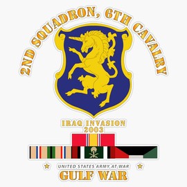 HOF Trading Army - 2Nd Sqdrn - 6Th Cav Gulf War W SVC Vinyl Sticker Waterproof Decal Laptop Wall Window Bumper Sticker 5"
