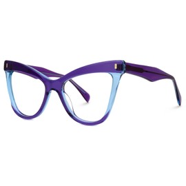 Zeelool Women's Chic Acetate Oversized Cat Eye Blue Light Blocking Glasses Two-tone Eyewear Silke ZJGA536976-03 Purple