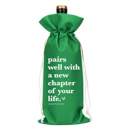 XFW Green Funny New Chapter Wine Bag New Beginnings Gifts for Women Men Farewell Gifts for Friends Going Away Gifts for Coworkers Women Men Moving Away Gifts for Friends New Teacher Gifts