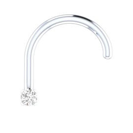 Diamond Nose Stud 14K White Gold Nose Ring Twist Screw 21 Gauge HI Color 0.02 to 1/6 ct, Gemstone, diamond