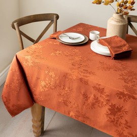Benson Mills Tablecloth, Countryside Leaves Damask Fabric Tablecloth, Fall, Harvest & Thanksgiving Table Cloth (Rust/Burnt Orange, 60" x 120" Rectangular)
