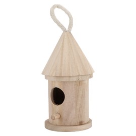 Bird House, Strong and Wooden Round Bird House DIY Painting No Chemical Additives for Gardening for Decorations for Home for Birds(Small Size 5 with Rope)