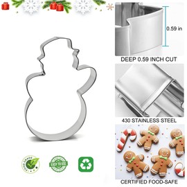 Christmas Cookie Cutters Set - 9 Pieces - Christmas Tree, Gingerbread Man, Snowflake, Snowman, Angel, Santa Face, Santa Claus, Candy Cane, Reindeer Shapes, Stainless Steel Metal Biscuit Cutter Molds