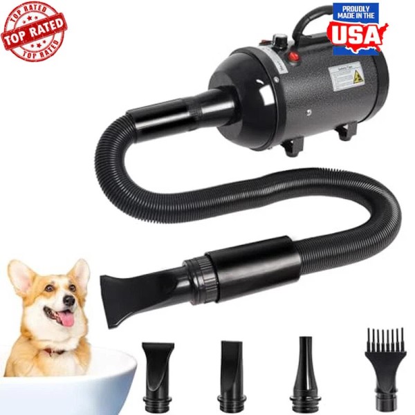 Large Dog Grooming Dryer 5.2HP 3800W High Velocity Adjustable Temp