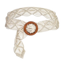 ILuvatar Women's Bohemian Style Rope Braid Waist Belt U33, Off White-54, 115CM