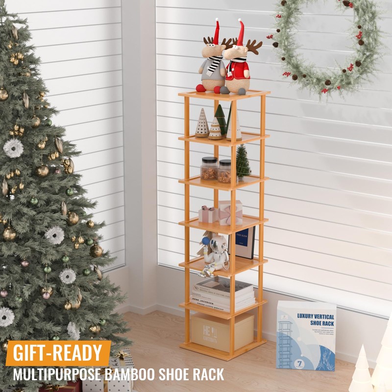 Bamboo Free Standing Shoe Rack Shelf Multi Tier Tall Wooden