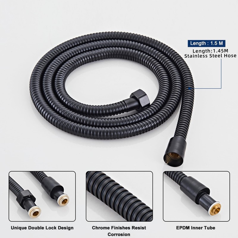 ZGZJWZ Handheld Shower Head，High Pressure Black Shower Head,Water Saving Detachable