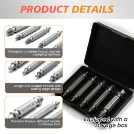 5pcs Damaged Screw Extractor Set Easy Out Stripped Screw Remover Rounded Nuts Bolt Removal Drill Bit Tool Kit for Stripped Rusted Stubborn Screws Hardened Steel Extractors with Ergonomic Design
