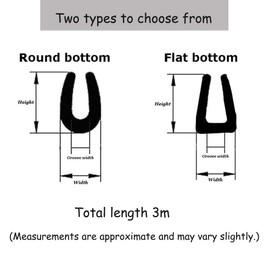 Multi-Size U Shaped Edge Trim, U Channel Edge Protector, Rubber Guard Seal Strip Edge Protector, Round Type and Flat Type, Black, 18mm(Height)*8mm(Width)*3mm(Groove) U Bottom