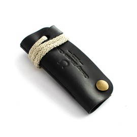 Crazy Horse Craft Key Chain with Rope Cord Men's Key Case, Leather, Key Case, Italian Leather, Japanese Instruction Manual Included, carbon black