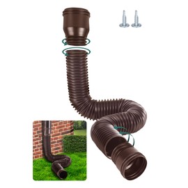 BKITC Gutter Flexible Downpipe Extension, Round Extension for Downpipe 80/100 mm, Rain Gutter Downpipe Drain Extension Set, Downpipe Extension from 47 to 150 cm (Brown, 1 Piece)