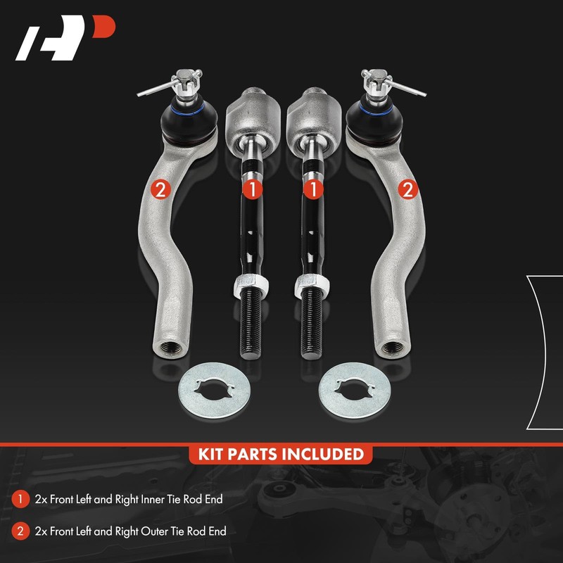 A-Premium Set of 4, Front Inner Outer Tie Rod End