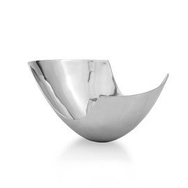 Modern Day Accents 3256 Pala LG Abstract Bowl, Aluminum Accent Centerpiece, Fruit Holder, Potpourri Bowl, Home Office or Aesthetic Room Decor 12" L x 13" W x 8" H