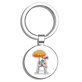 HJ Media Life Guard Cartoon Metal Steel Keychain Ring Double Side Key Chain