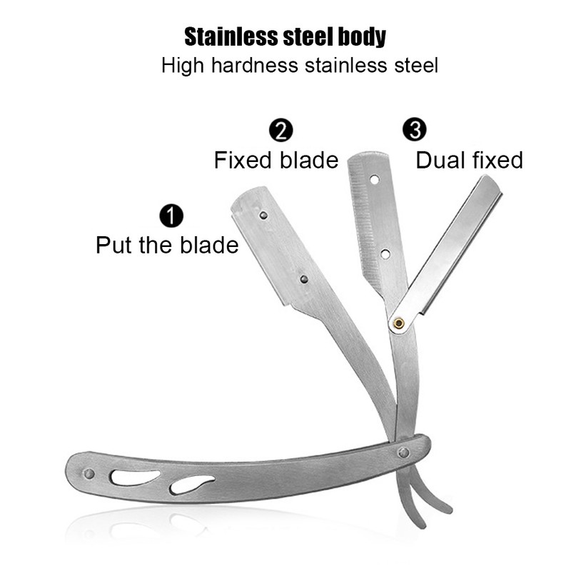 6pcs Beard Kit Shaving Knife Blade Beard Brush Scissors Storage