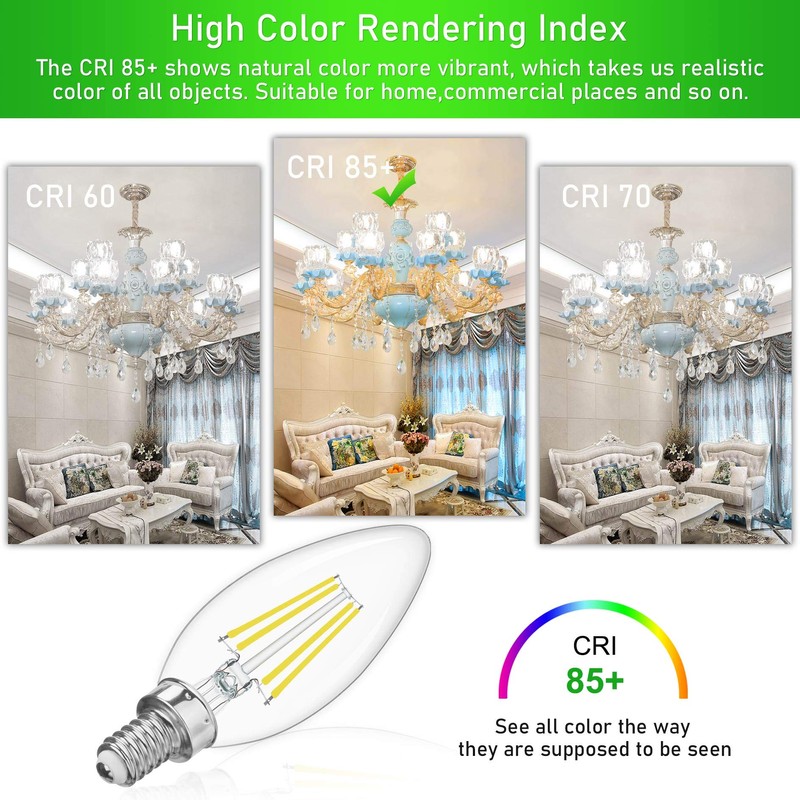 winshine E12 Candelabra LED Bulbs Dimmable 4000K Daylight 60W Equivalent,Type
