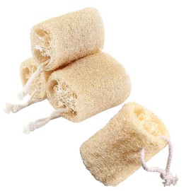 Esponja de Lufa Natural, 4 unidades Estropajo para Cuerpo, Esponja Orgánica para Ducha y Cocina