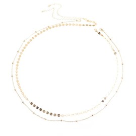 Huipalon 2 Pcs Belly Chain, Waist Chain with Layered Sequins, Gold Waist Chain for Women and Girls, Body Chain for Summer Beach, Night Club, Party