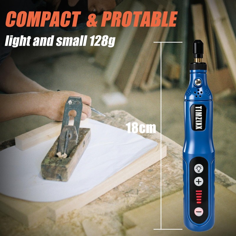 TIMZIXX Mini Cordless Rotary Tool, 5-Speed Rotary Tool Kit with