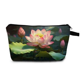 MoCaliduccious Lotus Flower Women Makeup Bag Daily Cosmetics Storage Pouch Beach Travel Small Toiletry kit