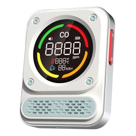 BOSEAN 3-in-1 Carbon Monoxide Checker, Carbon Monoxide Measuring Device, Concentration Detector, Temperature, Humidity, CO Detector, CO Leak Detection, Japanese FIGARO Sensor, Magnetic Strip, Strap