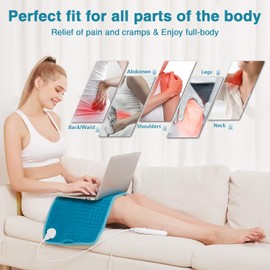 JOBYNA Electric Heating Pad, Physiotherapy Heat Pad with Belt & Automatic Shut-Off, 5s Fast Heating, 30-70°C & 10-90 Minutes Adjustable (30 x 60 cm)