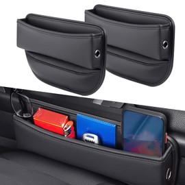 SAPUBK Pack of 2 Small Tidying Stowing Pockets Fit for Car Center Console Side，Universal Auto Interior Accessories for Phones, Glasses, Keys, Cards Storage & Organizing(Black)