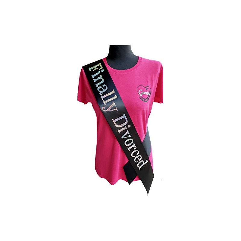 Gemini Ribbons - Finally Divorced Sash - Holographic - Party