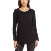 CHASER WOMEN'S WAFFLE TUNIC BUTTON DETAIL ON SLEEVE (BLACK, MEDIUM
