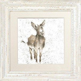 Wrendale Designs Gentle Jack Donkey Framed Picture in Various frame Colours (Distressed White)