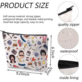 TGBJE Bob's Burgers Inspired Cosmetic Bag Bob's Burgers Fans Gift Bob Belcher Zipper Pouch Tina Cartoon TV Show Merchandise (C-Bob Tina All Bag)