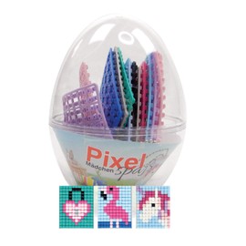 Pixel P90062-12501 Fun Gift Set in Egg, Great Easter Gift for Girls, with 3 Motifs Unicorn, Flamingo and Heart Castle